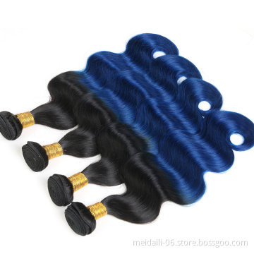 factory price 8a grade virgin brazilian hair 1b blue ombre body wave human hair bundles